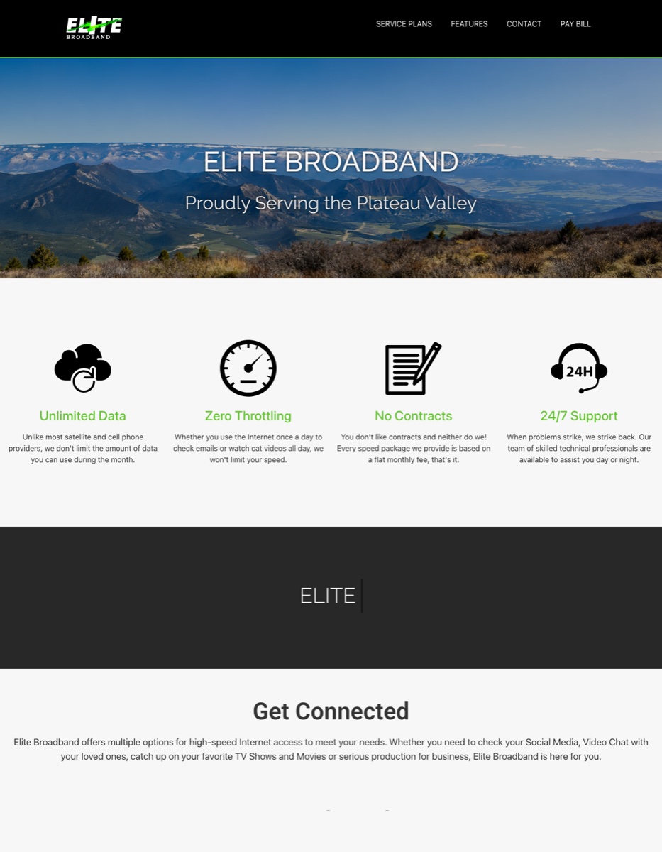 Elite Broadband PV website